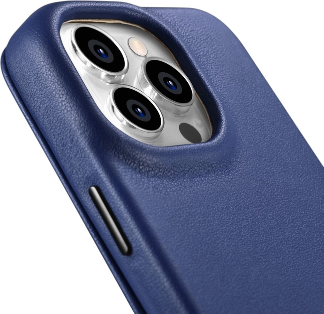 Etui z klapką iCarer Curved Edge Oil Wax Real Leather Folio Case do Apple iPhone 14 Pro Max Blue (WMI14220716-BU) - obraz 11