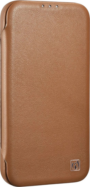 Etui z klapką iCarer Curved Edge Real Cowhide Premium Leather Folio Case do Apple iPhone 14 Pro Brown (WMI14220714-BN) - obraz 4