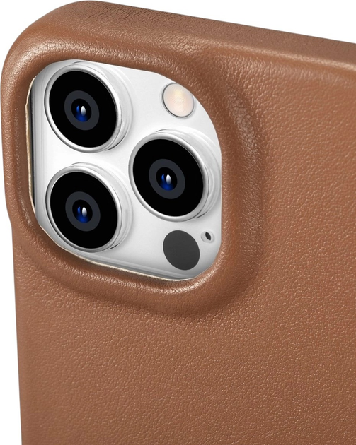 Etui z klapką iCarer Curved Edge Real Cowhide Premium Leather Folio Case do Apple iPhone 14 Pro Brown (WMI14220714-BN) - obraz 9