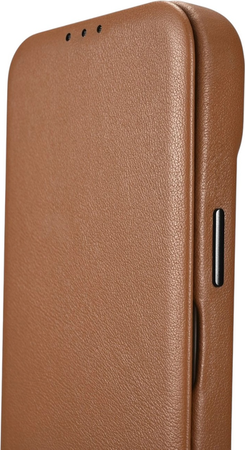 Etui z klapką iCarer Curved Edge Real Cowhide Premium Leather Folio Case do Apple iPhone 14 Pro Brown (WMI14220714-BN) - obraz 10
