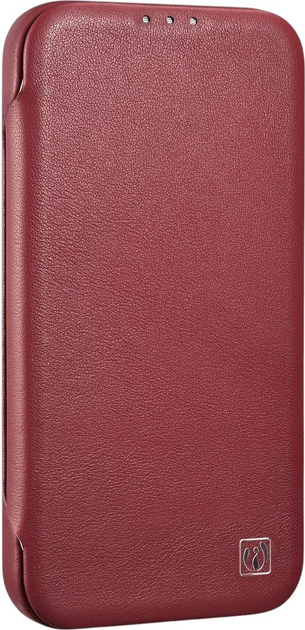 Etui z klapką iCarer Curved Edge Real Cowhide Premium Leather Folio Case do Apple iPhone 14 Pro Red (WMI14220714-RD) - obraz 4