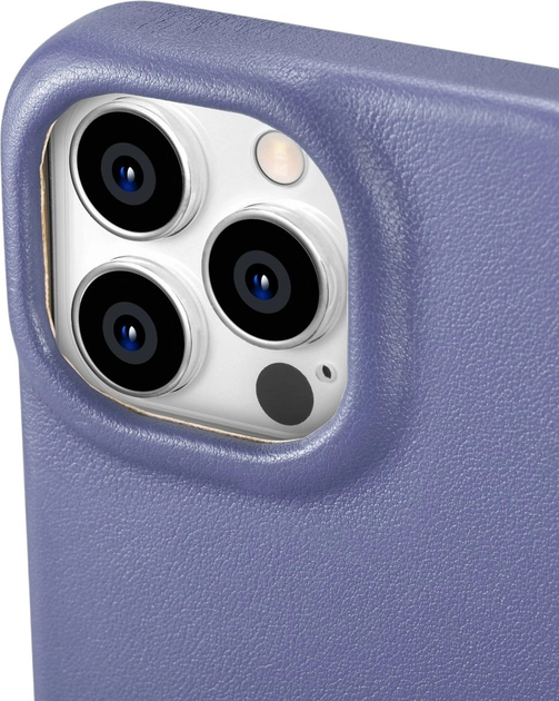 Etui z klapką iCarer Curved Edge Real Cowhide Premium Leather Folio Case do Apple iPhone 14 Pro Light Purple (WMI14220714-LP) - obraz 9