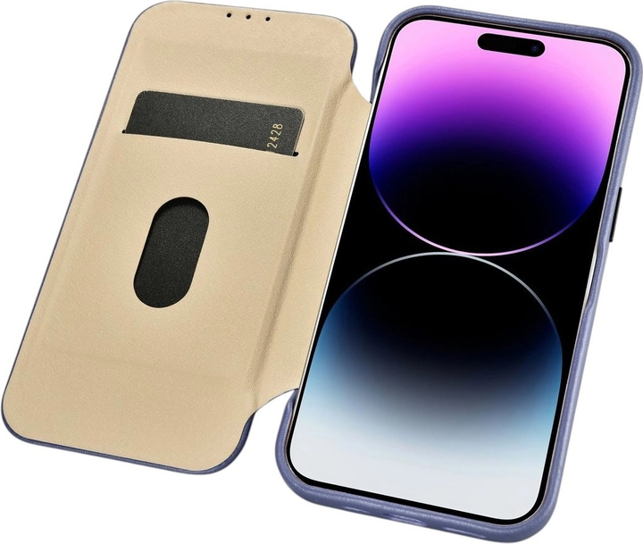 Etui z klapką iCarer Curved Edge Real Cowhide Premium Leather Folio Case do Apple iPhone 14 Pro Light Purple (WMI14220714-LP) - obraz 15