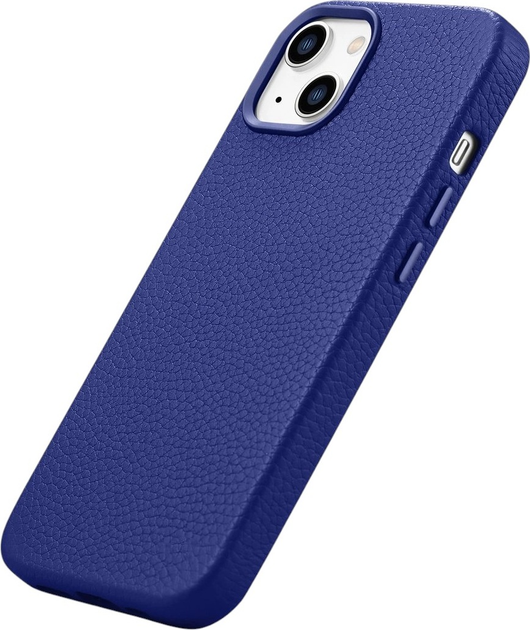 Etui iCarer Litchi Premium Leather Magsafe Back Case do Apple iPhone 14 Dark Blue (WMI14220709-DB) - obraz 5