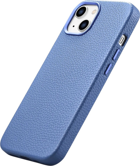 Etui iCarer Litchi Premium Leather Magsafe Back Case do Apple iPhone 14 Light Blue (WMI14220709-LB) - obraz 5