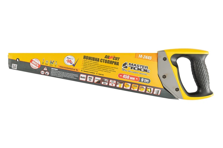 Ножівка столярна MASTERTOOL BLACK ALLIGATOR 450 мм 9TPI MAX CUT розжарений зуб 3-D заточування тефлонове покриття 14-2445 - Фото 3 Ножівка столярна MASTERTOOL BLACK ALLIGATOR 450 мм 9TPI MAX CUT розжарений зуб 3-D заточування тефлонове покриття 14-2445 - зображення 3