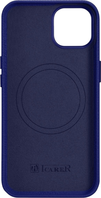 Панель iCarer Litchi Premium Leather Magsafe Back Case для Apple iPhone 14 Plus Dark Blue (WMI14220711-DB) - зображення 3