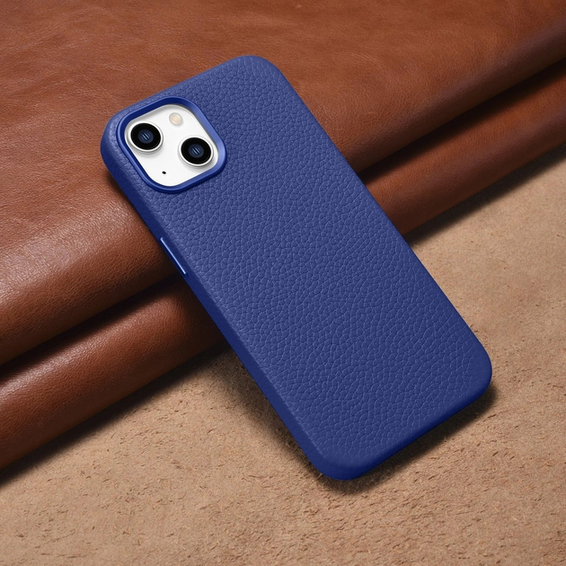 Панель iCarer Litchi Premium Leather Magsafe Back Case для Apple iPhone 14 Plus Dark Blue (WMI14220711-DB) - зображення 13