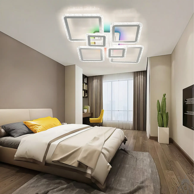 Управляемая светодиодная люстра Esllse OVAL ICE RGB 120W 7S SMART 3000-6500К 10000Лм 960x750x110-WHITE - изображение 3