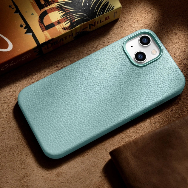 Панель iCarer Litchi Premium Leather Magsafe Back Case для Apple iPhone 14 Plus Green (WMI14220711-GN) - зображення 15