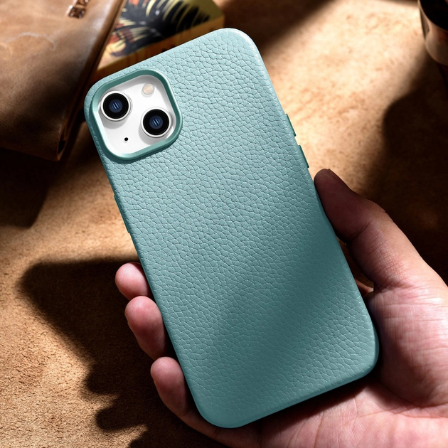 Панель iCarer Litchi Premium Leather Magsafe Back Case для Apple iPhone 14 Plus Green (WMI14220711-GN) - зображення 16