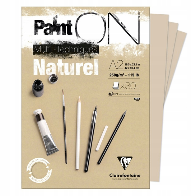 Szkicownik Clairefontaine Paint On Natural A2 30 arkuszy (3329680965438) - obraz 3
