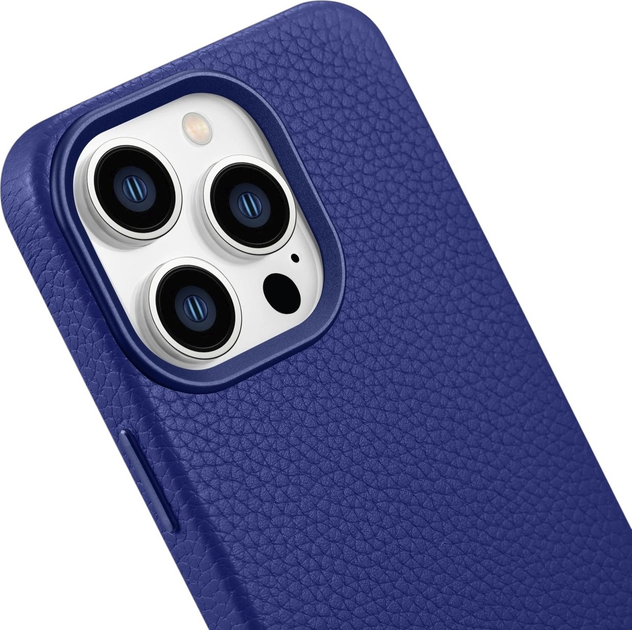 Etui iCarer Litchi Premium Leather Magsafe Back Case do Apple iPhone 14 Pro Dark Blue (WMI14220710-DB) - obraz 8