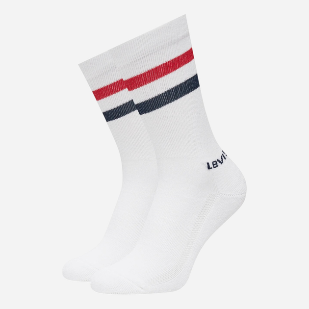 Zestaw skarpetek damskich Levi`s Regular Cut Sport Stripe 2P 35-38 2 pary Biały - obraz 1