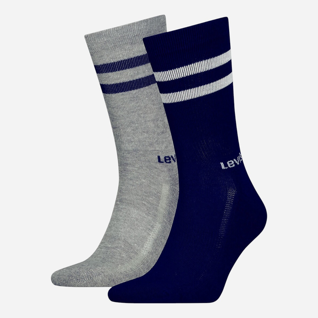 Набір жіночих шкарпеток високих Levi`s Regular Cut Sport Stripe 2P 35-38 2 пари Темно-синій/Сірий (8720245583237) - зображення 1
