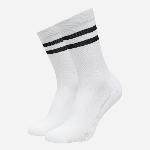Набір жіночих шкарпеток високих Levi`s Regular Cut Sport Stripe 2P 35-38 2 пари Білий/Чорний (8720245583176) - зображення 3