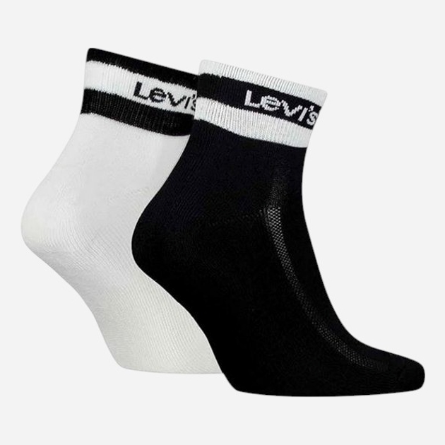 Zestaw skarpetek damskich Levi`s Mid Cut Sport Stripe 2P 35-38 2 pary Czarny/Biały - obraz 2