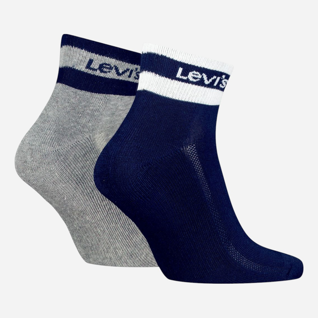 Набір жіночих шкарпеток коротких Levi`s Mid Cut Sport Stripe 2P 35-38 2 пари Темно-синій/Сірий (8720245583381) - зображення 2