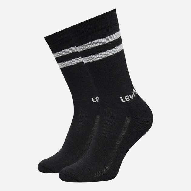 Набір чоловічих шкарпеток високих Levi`s Regular Cut Sport Stripe 2P 39/42 2 пари Білий/Чорний (8720245583183) - зображення 2