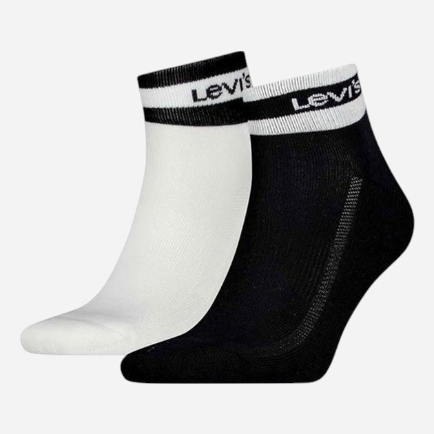 Zestaw skarpet męskich Levi`s Mid Cut Sport Stripe 2P 39/42 2 pary Czarny/Biały - obraz 1