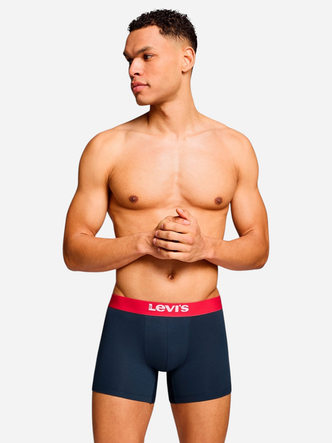 Набір трусів-боксерів чоловічих бавовняних Levi`s Men Sld Basc Boxer Brief Org Co M 2 шт Темно-синій (8720245703215) - зображення 2
