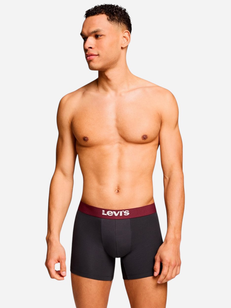 Zestaw majtek męskich typu bokserki Levi`s Men Sld Basc Boxer Brief Org Co S 2 szt. Szary/Czarny - obraz 2