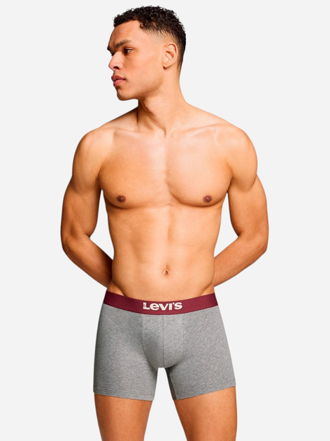 Набір трусів-боксерів чоловічих бавовняних Levi`s Men Sld Basc Boxer Brief Org Co M 2 шт Сірий/Чорний (8720245702683) - зображення 3
