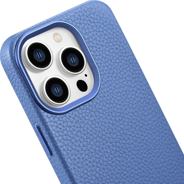 Etui iCarer Litchi Premium Leather Magsafe Back Case do Apple iPhone 14 Pro Max Light Blue (WMI14220712-LB) - obraz 8