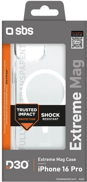 Etui SBS Extreme Mag D3O MagSafe do Apple iPhone 16 Pro Transparent (8018417482687) - obraz 2