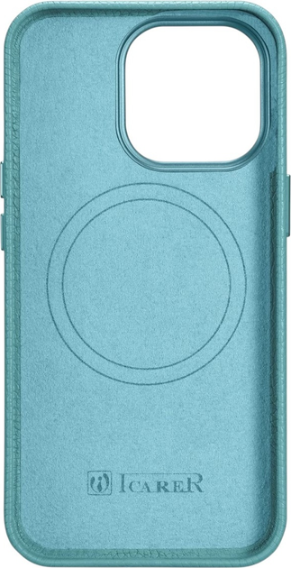 Etui iCarer Litchi Premium Leather Magsafe Back Case do Apple iPhone 14 Pro Max Green (WMI14220712-GN) - obraz 3