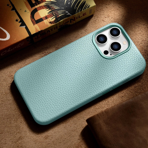 Etui iCarer Litchi Premium Leather Magsafe Back Case do Apple iPhone 14 Pro Max Green (WMI14220712-GN) - obraz 15