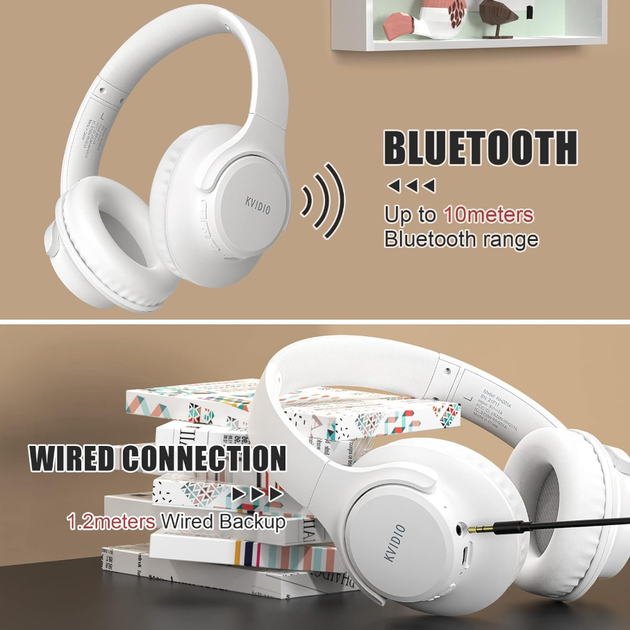 Бездротові стерео навушники KVIDIO WH201A White (R-3061) - изображение 2