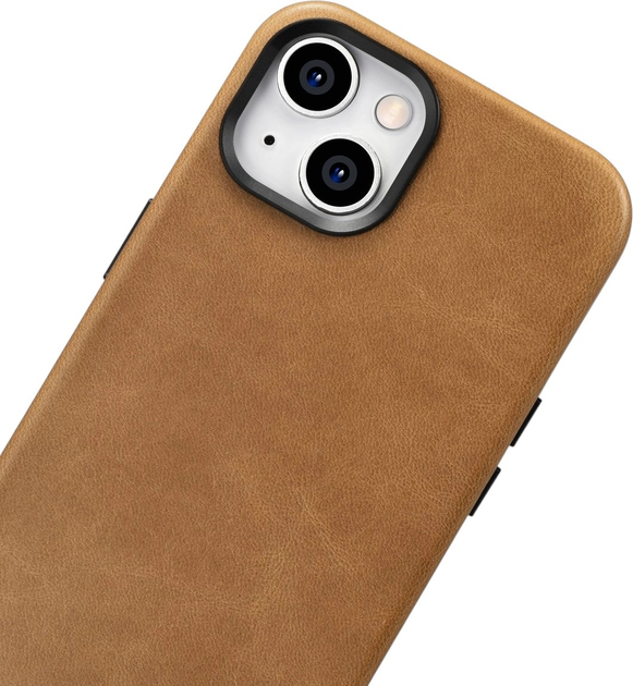 Etui iCarer Oil Wax Premium Leather Magsafe Back Case do Apple iPhone 14 Brown (WMI14220701-TN) - obraz 9