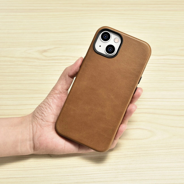 Etui iCarer Oil Wax Premium Leather Magsafe Back Case do Apple iPhone 14 Brown (WMI14220701-TN) - obraz 15