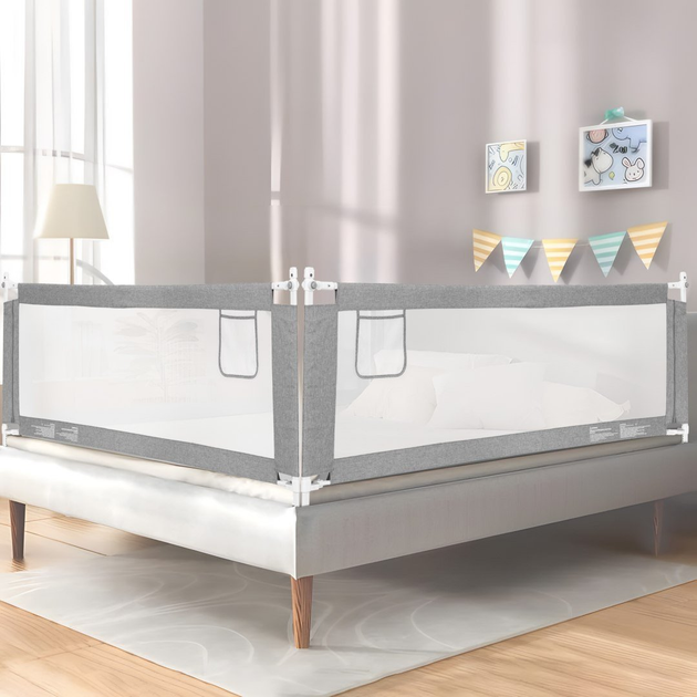 Захисний бар'єр для ліжка EcoToys сірий 200x61x25 см (5905817006465) - зображення 9