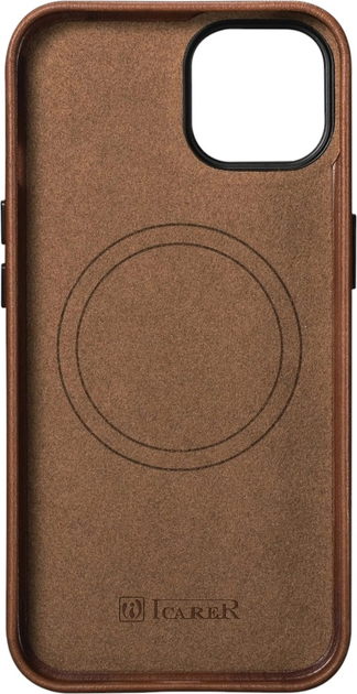 Панель iCarer Oil Wax Premium Leather Magsafe Back Case для Apple iPhone 14 Plus Retro Brown (WMI14220703-RB) - зображення 2