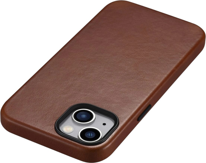 Панель iCarer Oil Wax Premium Leather Magsafe Back Case для Apple iPhone 14 Plus Retro Brown (WMI14220703-RB) - зображення 6