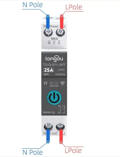 Розумний WiFi автомат Tongou TO-Q-SY1-JW 10A з моніторингом енергоспоживання Tuya - зображення 5