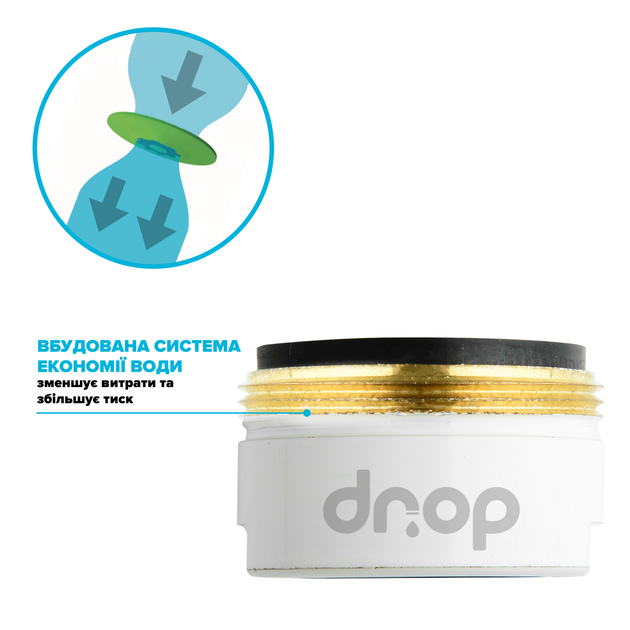 Водосберегающий аэратор DROP CL24-WHT для смесителя - Экономия 58%, внешняя М 24 мм, белый - изображение 3