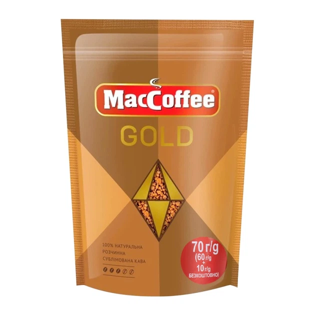 Кава розчинна MacCoffee Gold 60+10 г - Фото 1 Кава розчинна MacCoffee Gold 60+10 г - изображение 1