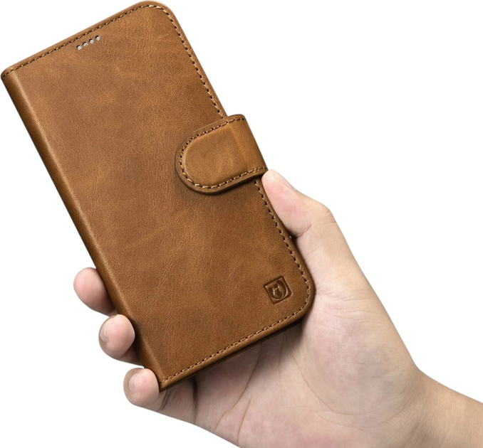 Etui z klapką iCarer Oil Wax Premium Leather 2in1 Wallet Case z RFID do Apple iPhone 14 Plus Camel Tan (WMI14220723-BN) - obraz 11