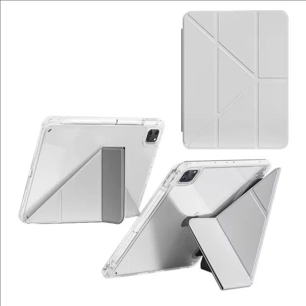 Чохол обкладинка Transparent Y-Fold desing + Right Pencil Holder BBM1 для iPad Pro 11" 2024 (M4)/2025(M5) Сірий - Фото 2 Чохол обкладинка Transparent Y-Fold desing + Right Pencil Holder BBM1 для iPad Pro 11" 2024 (M4)/2025(M5) Сірий - зображення 2