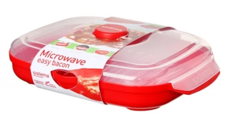 Pojemnik Sistema Microwave Easy Bacon! czerwony 950 ml (9414202011435) - obraz 1