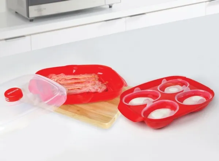 Pojemnik Sistema Microwave Easy Bacon! czerwony 950 ml (9414202011435) - obraz 7