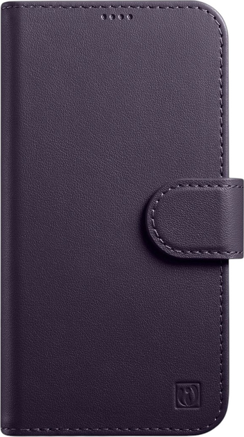 Чохол-книжка iCarer Real Cowhide Premium Leather 2in1 Wallet Case з RFID для Apple iPhone 14 Pro Dark Purple (WMI14220726-DP) - зображення 1