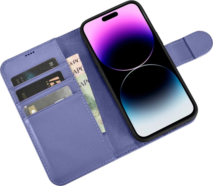Чохол-книжка iCarer Real Cowhide Premium Leather 2in1 Wallet Case з RFID для Apple iPhone 14 Pro Light Purple (WMI14220726-LP) - зображення 4