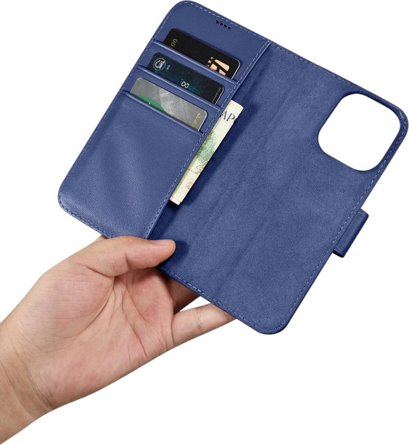 Чохол-книжка iCarer Real Cowhide Premium Leather 2in1 Wallet Case з RFID для Apple iPhone 14 Pro Blue (WMI14220726-BU) - зображення 15