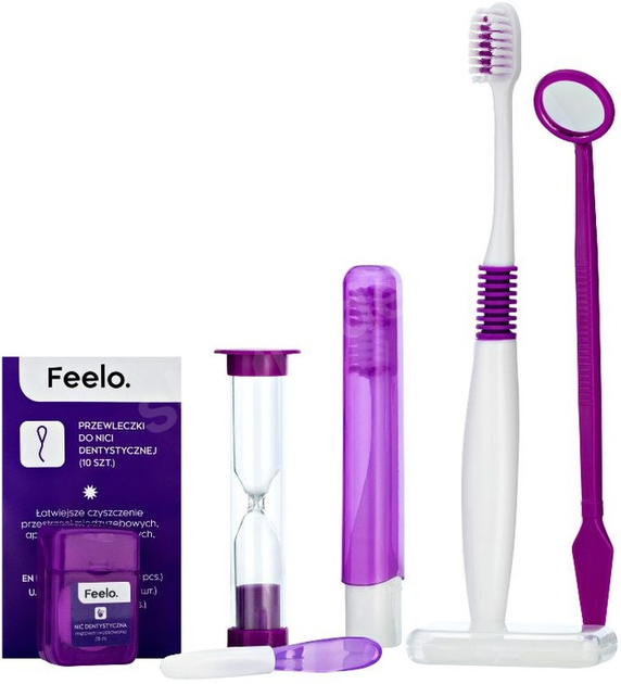 Zestaw ortodontyczny Feelo Ortho w kosmetyczce fioletowy (5907688751611) - obraz 2