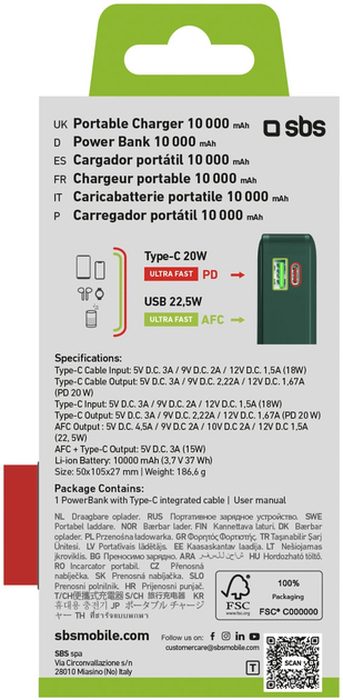 Powerbank SBS 10000 mAh 20W Green (8018417481383) - obraz 12