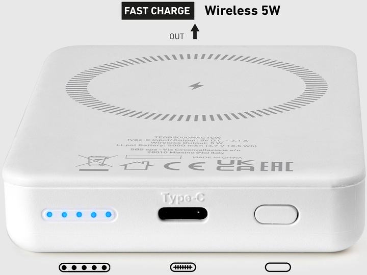 УМБ SBS 5000 mAh 10W White (8018417406805) - зображення 4